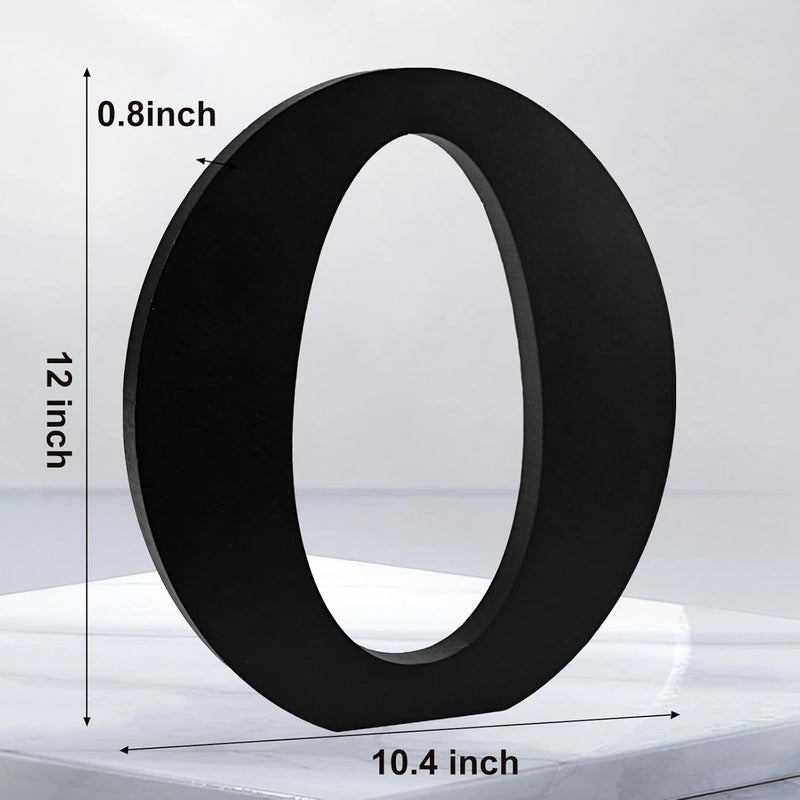 AOCEAN 12 inch Black Wood Letters Unfinished Wood Letters for Halloween Decorative Standing Letters Slices Sign Board Decoration for Craft Home Party Projects (O) - Image 2
